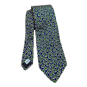 VTG.Abercrombie &‎ Fitch Mens Silk Tie Blue Geometric Ivy Preppy USA 90s
